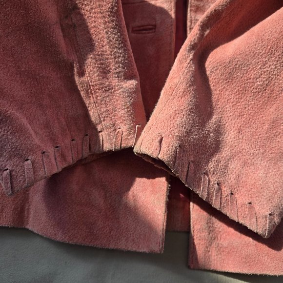 Pink Suede Leather Jacket with Nice Detail size M - Picture 7 of 14